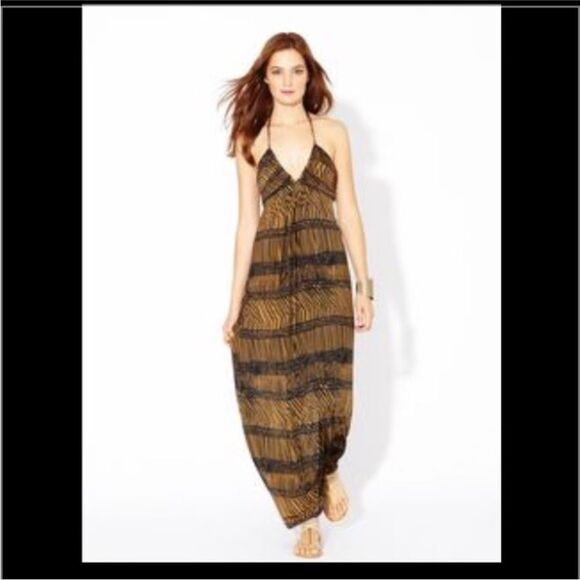 T-Bags Los Angeles Braided Halter Tiger Stripe Maxi Dress - Size S - Picture 12 of 12